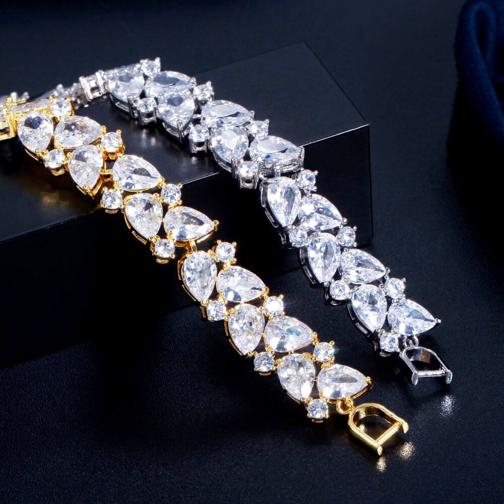 Wedding Jewelry - Cubic Zirconia Bridal Bracelet - Available in Silver, Rose Gold and Yellow Gold