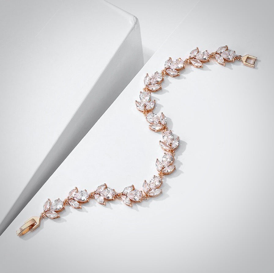 Wedding Jewelry - Cubic Zirconia Bridal Bracelet - Available in Rose Gold, Silver and Yellow Gold