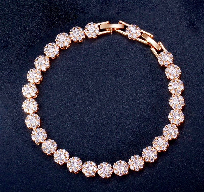 Wedding Jewelry - Cubic Zirconia Bridal Bracelet - Available in Rose Gold and Silver