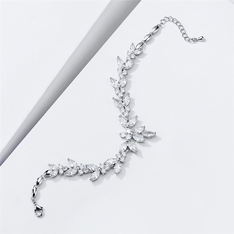 Wedding Jewelry - Cubic Zirconia Bridal Bracelet - Available in Silver, Rose Gold and Yellow Gold