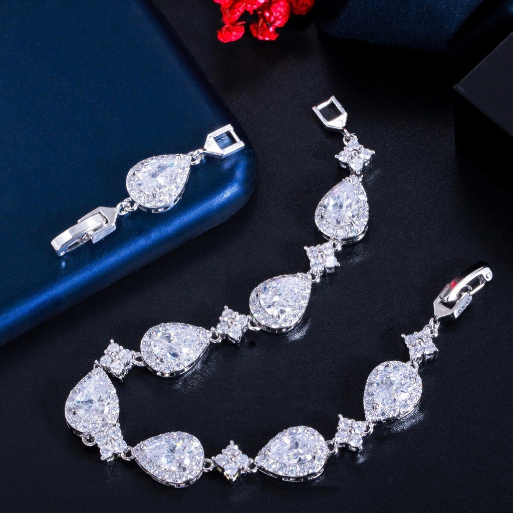 Wedding Jewelry - Cubic Zirconia Bridal Bracelet - Available in Silver, Rose Gold and Yellow Gold
