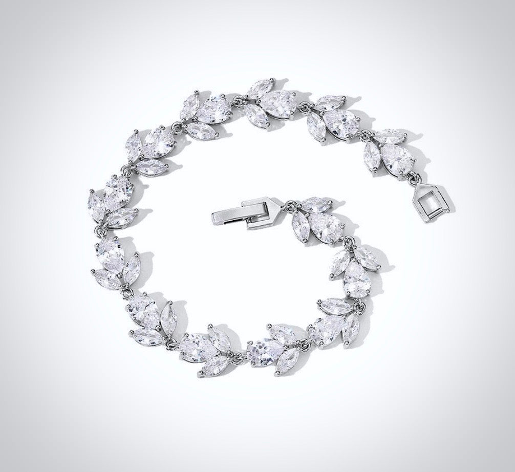 Wedding Jewelry - Cubic Zirconia Bridal Bracelet - Available in Rose Gold, Silver and Yellow Gold