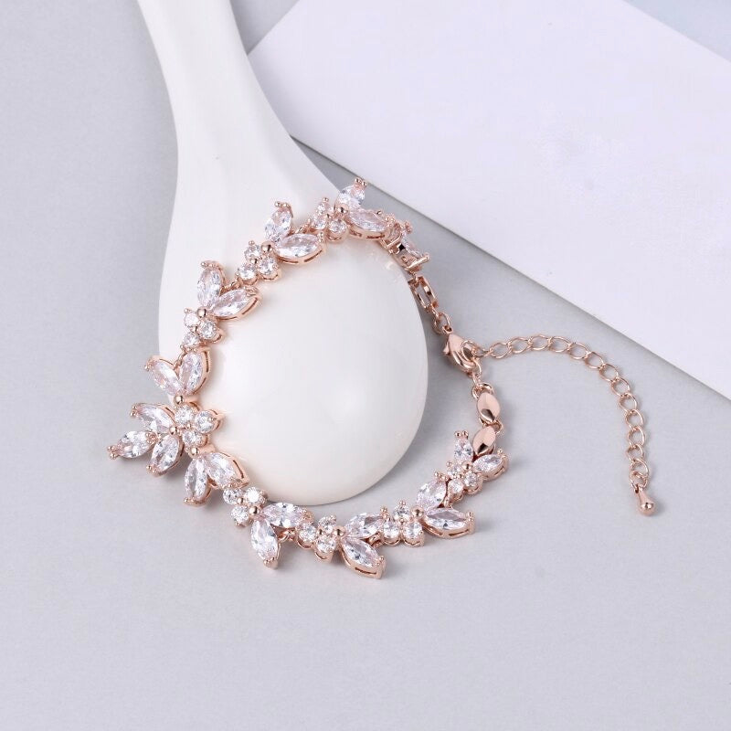 Wedding Jewelry - Cubic Zirconia Bridal Bracelet - Available in Silver, Rose Gold and Yellow Gold