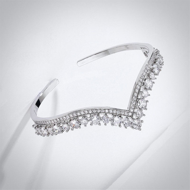 Wedding Jewelry - V-Shaped Cubic Zirconia Bridal Bracelet