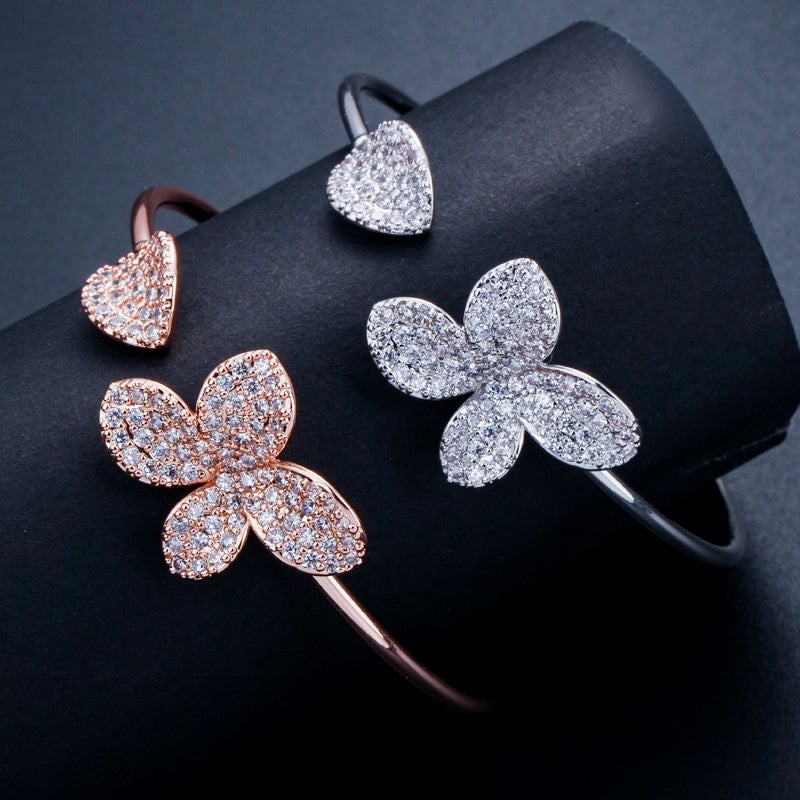 Wedding Jewelry - Cubic Zirconia Bridal Bracelet - Available in Rose Gold and Silver