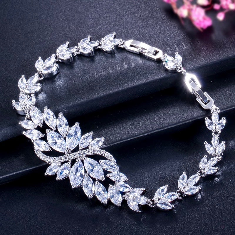 Wedding Jewelry - Cubic Zirconia Bridal Bracelet - Available in Yellow Gold, Silver and Rose Gold