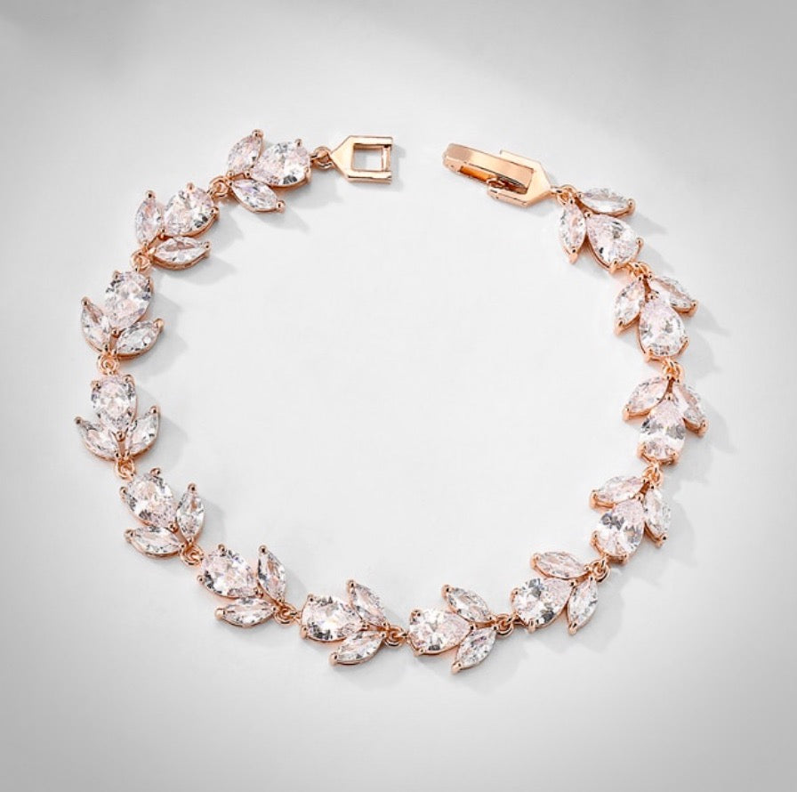 Wedding Jewelry - Cubic Zirconia Bridal Bracelet - Available in Rose Gold, Silver and Yellow Gold