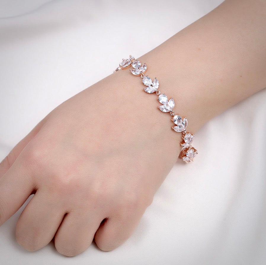 Wedding Jewelry - Cubic Zirconia Bridal Bracelet - Available in Rose Gold, Silver and Yellow Gold