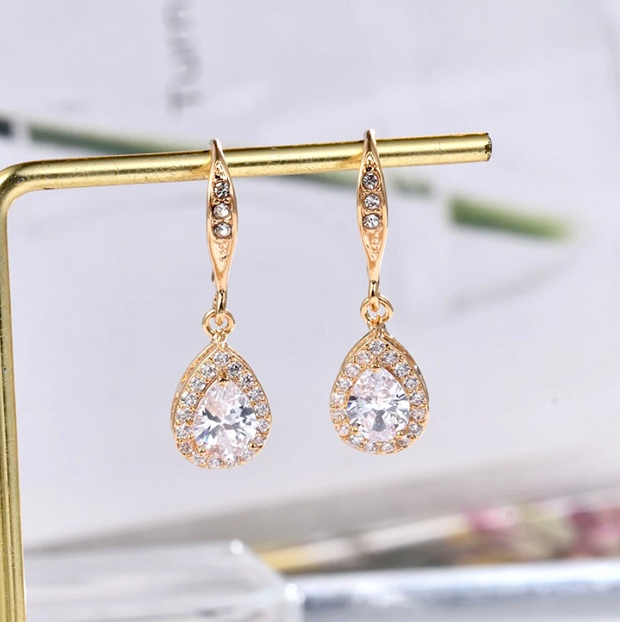 Bridal Jewelry Sets - CZ Bridal Bracelet and Earrings Set - Available in Silver, Rose Gold and Yellow Gold