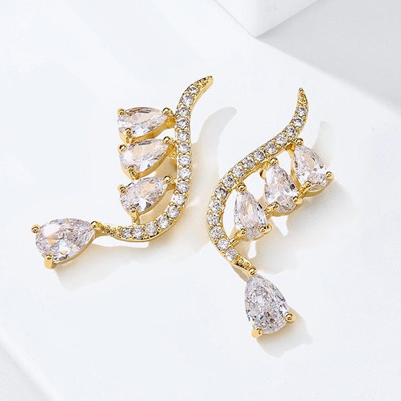 Wedding Jewelry - CZ Bridal Climber Earrings - Available in Gold and Silver