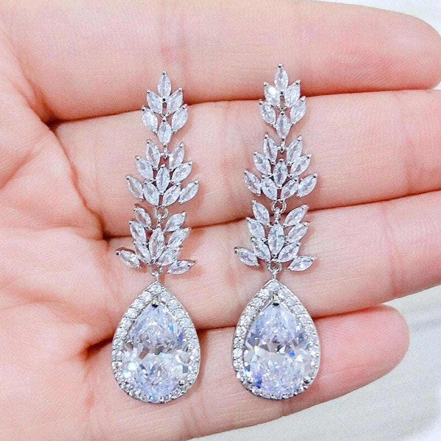 Wedding Jewelry - Cubic Zirconia Bridal Earrings - More Colors Available 
