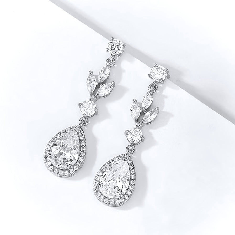 Wedding Jewelry - Cubic Zirconia Bridal Earrings - Available in Rose Gold, Silver and Yellow Gold