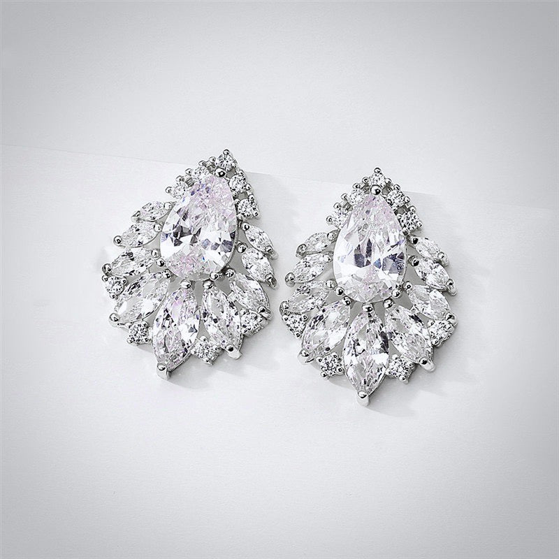 Wedding Jewelry - Cubic Zirconia Bridal Earrings - Available in Silver, Rose Gold and Yellow Gold 