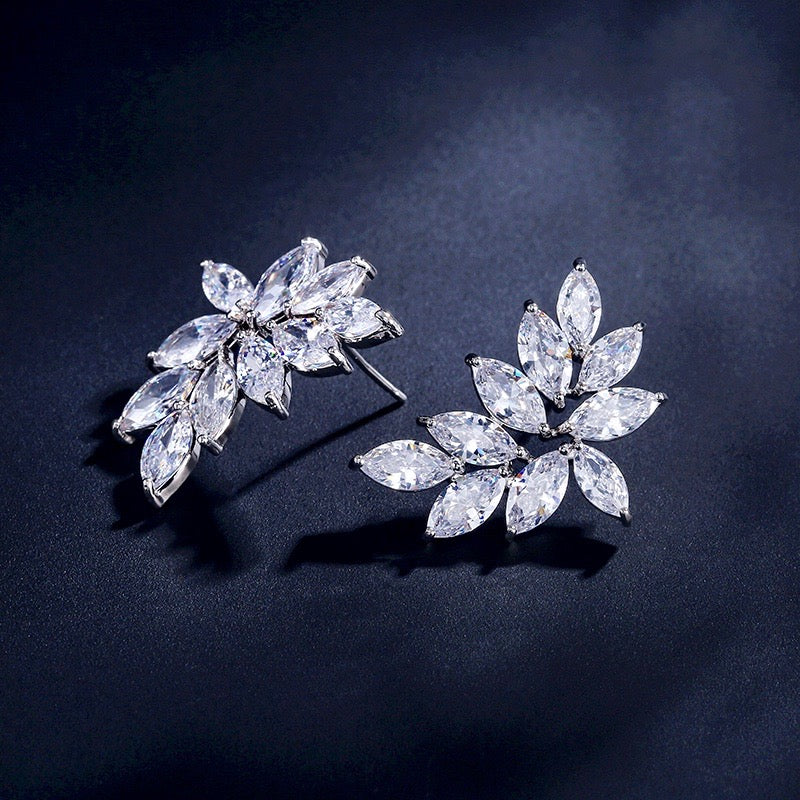 Wedding Jewelry - Cubic Zirconia Bridal Earrings - Available in Silver, Rose Gold and Yellow Gold
