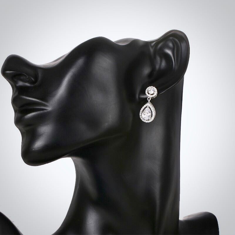 Wedding Jewelry - Cubic Zirconia Bridal Earrings - Available in Silver and Yellow Gold