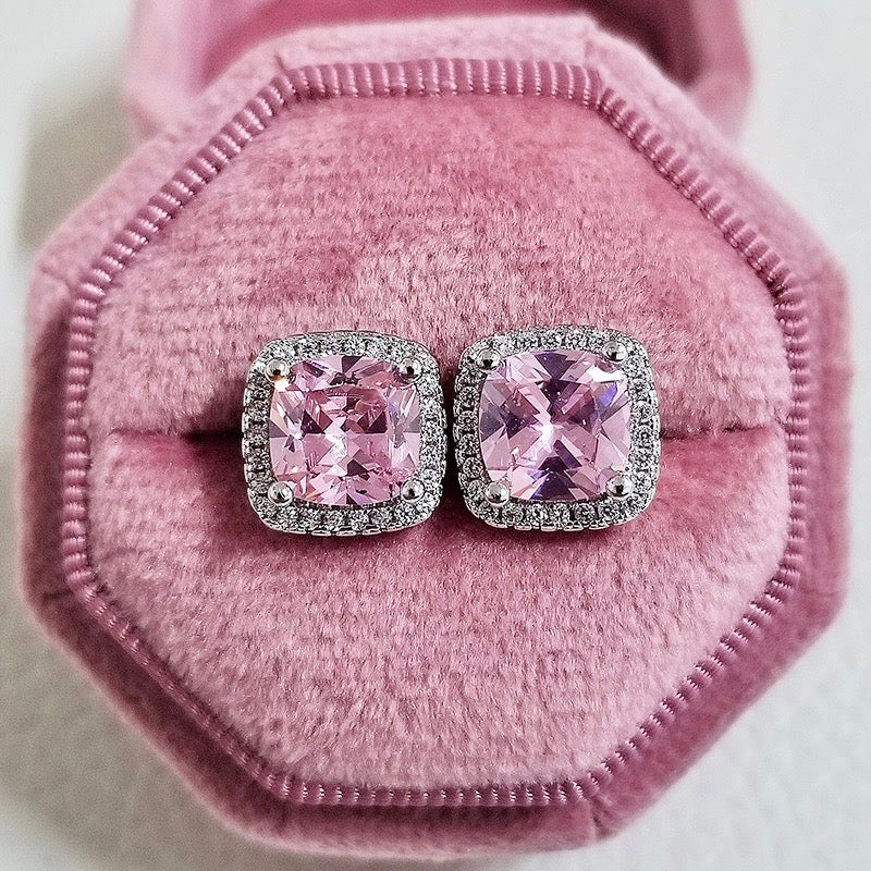 Wedding Jewelry - Square Cubic Zirconia Stud Earrings