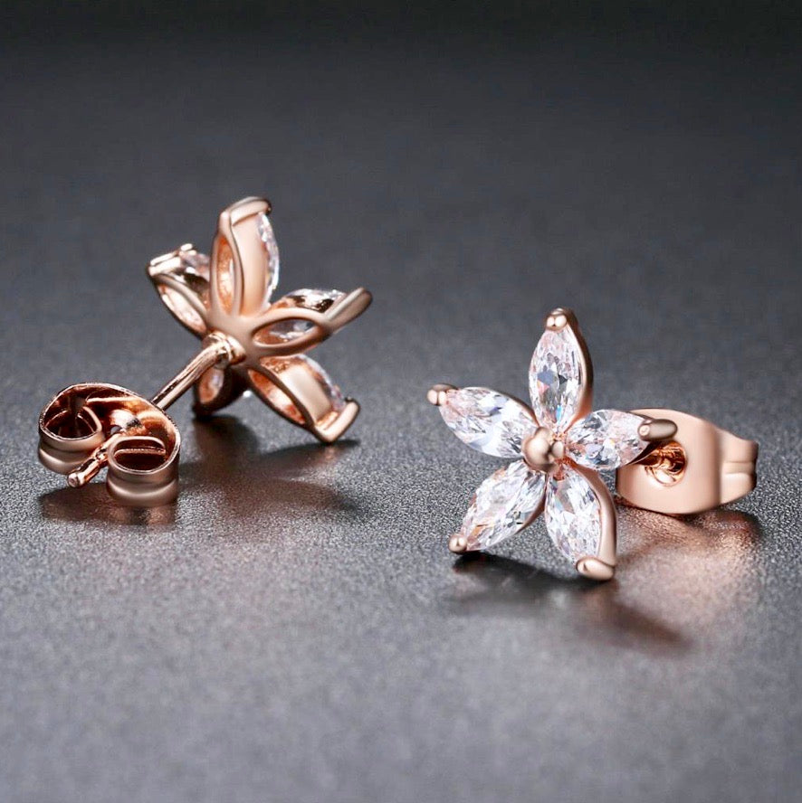 Wedding Jewelry - Cubic Zirconia Bridal Earrings - Available in Silver and Rose Gold