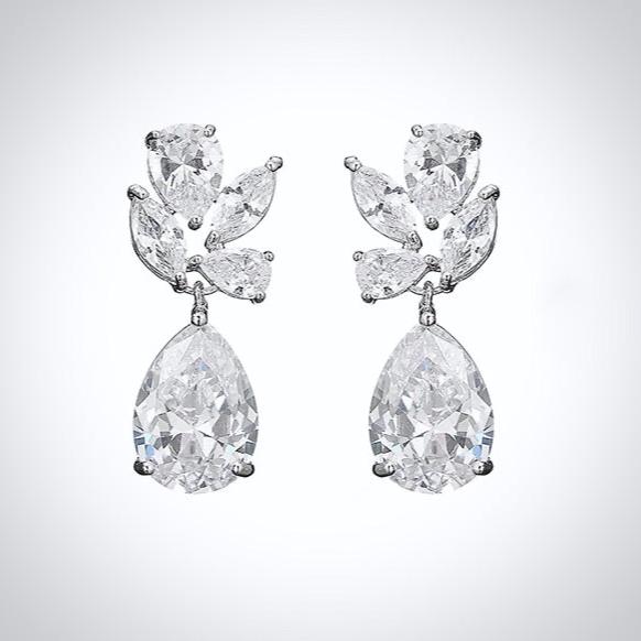 Wedding Jewelry - Cubic Zirconia Bridal Drop Earrings - Available in Rose Gold and Silver