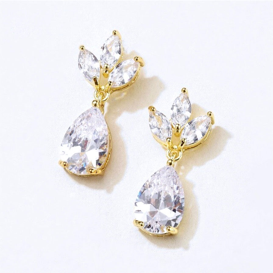 Wedding Jewelry - Cubic Zirconia Bridal Earrings - Available in Silver, Rose Gold and Yellow Gold