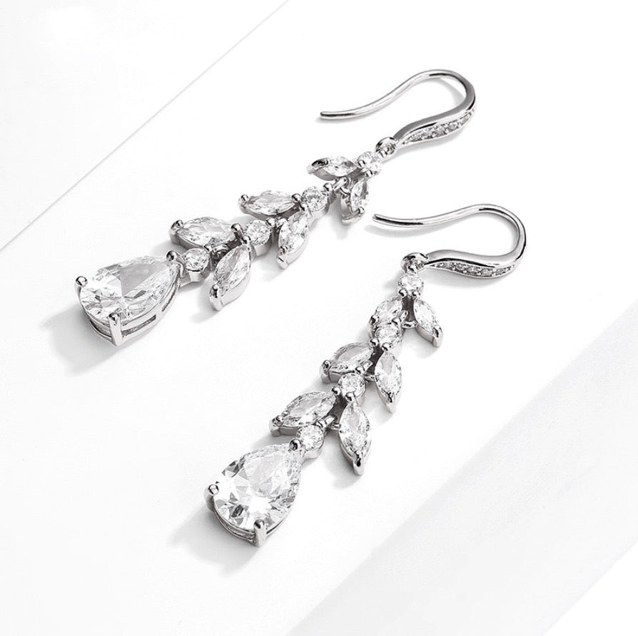 Wedding Jewelry - Cubic Zirconia Bridal Drop Earrings - Available in Rose Gold and Silver