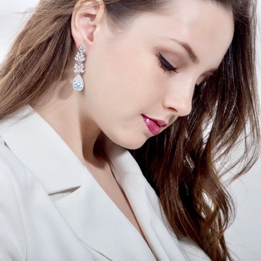Wedding Jewelry - Cubic Zirconia Bridal Earrings - More Colors Available 