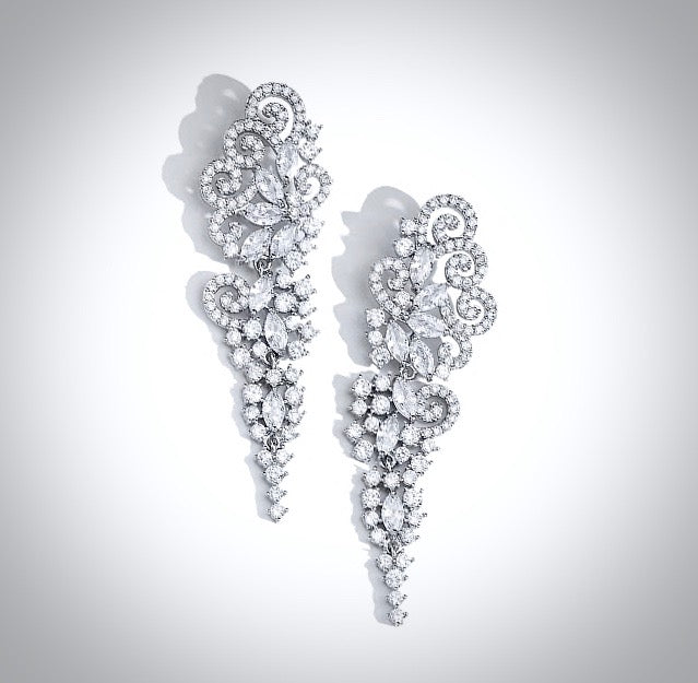 Wedding Jewelry - Cubic Zirconia Bridal Earrings - Available in Silver and Rose Gold