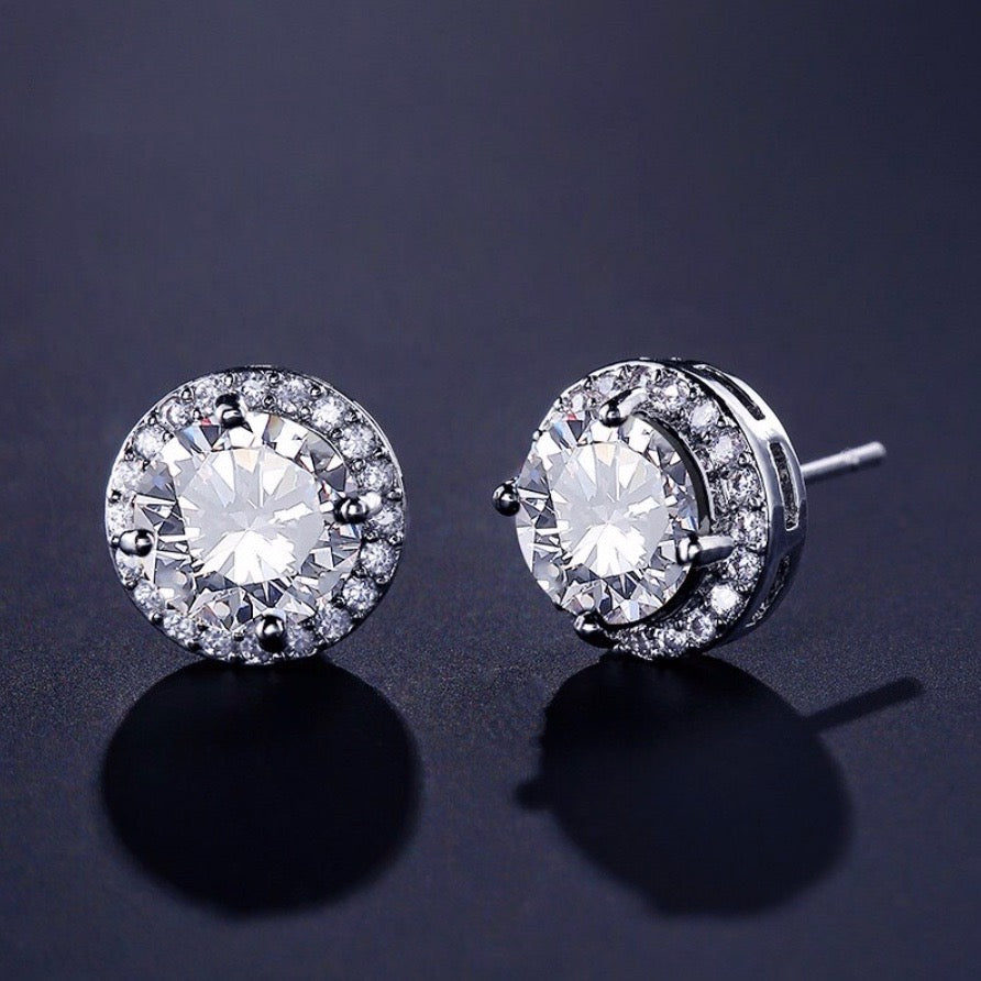 Wedding Jewelry - Cubic Zirconia Stud Earrings - Available in Silver, Rose Gold and Yellow Gold
