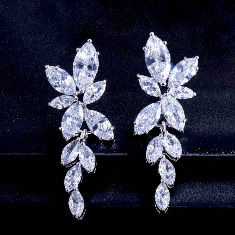 Wedding Jewelry - Cubic Zirconia Bridal Earrings - Available in Silver, Rose Gold and Yellow Gold