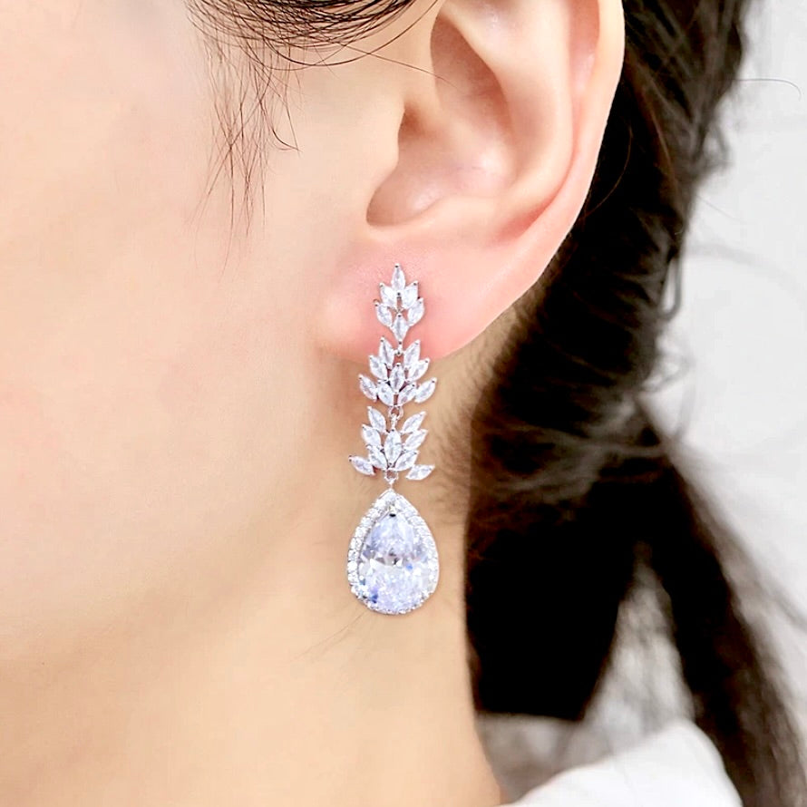 Wedding Jewelry - Cubic Zirconia Bridal Earrings - More Colors Available 
