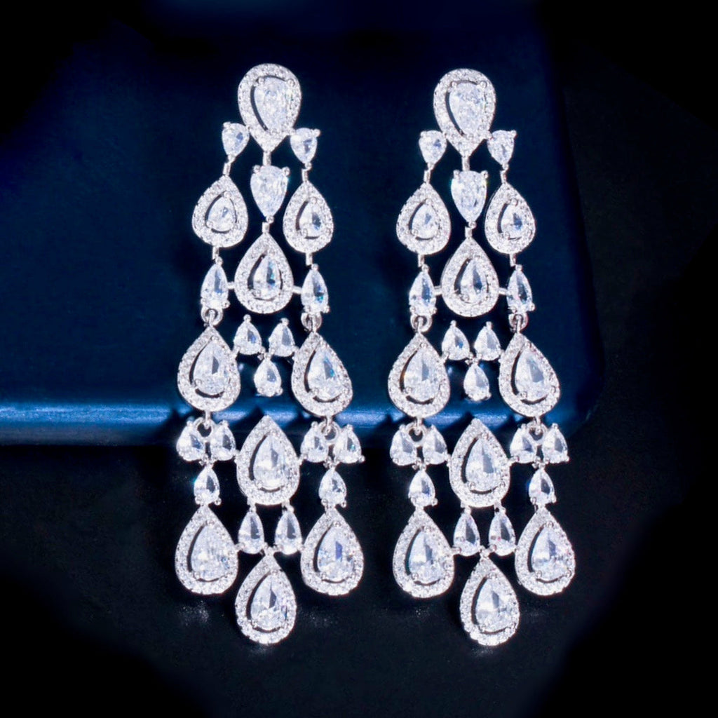 Wedding Jewelry - Luxurious Cubic Zirconia Bridal Earrings - Available in Silver and Gold