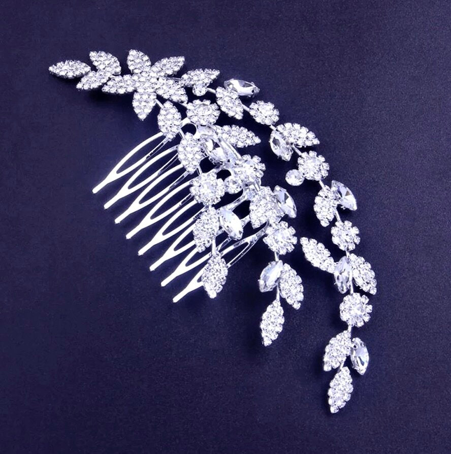 Wedding Hair Accessories - Silver Cubic Zirconia Bridal Hair Comb