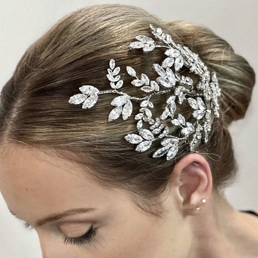 Wedding Hair Accessories - Cubic Zirconia Bridal Hair Comb - Available in Silver, Rose Gold and Yellow Gold