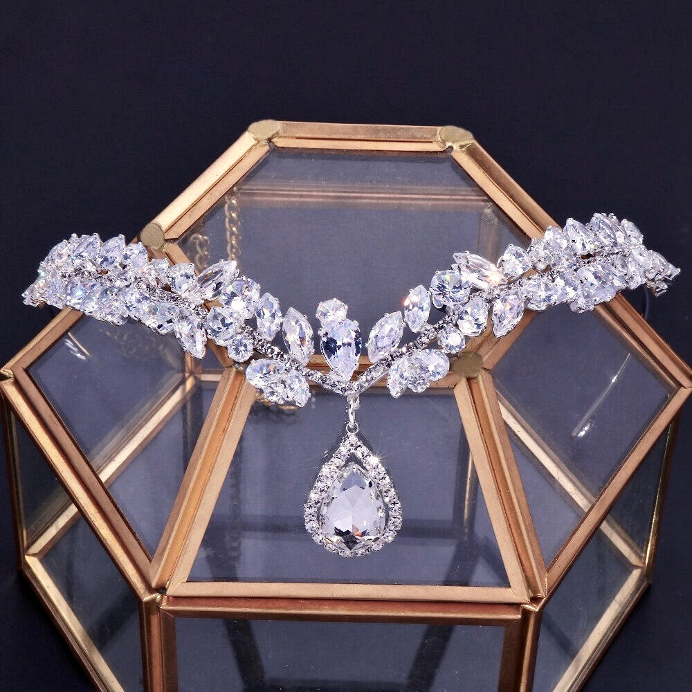 Wedding Hair Accessories - Cubic Zirconia Bridal Headdress - Available in Silver and Gold