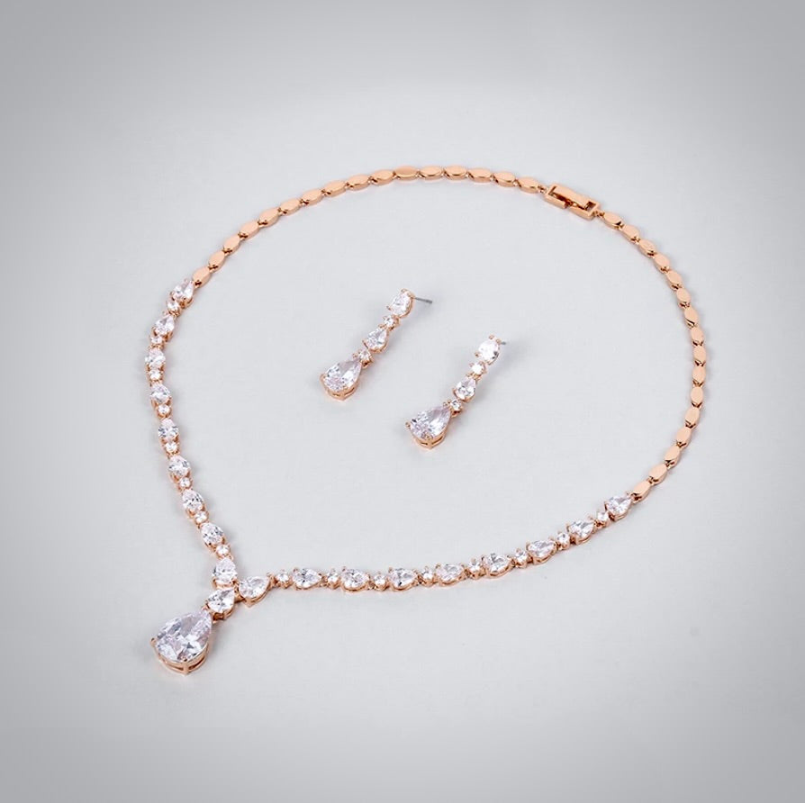 Wedding Jewelry - CZ Bridal Jewelry Set - Available in Silver, Rose Gold and Yellow Gold