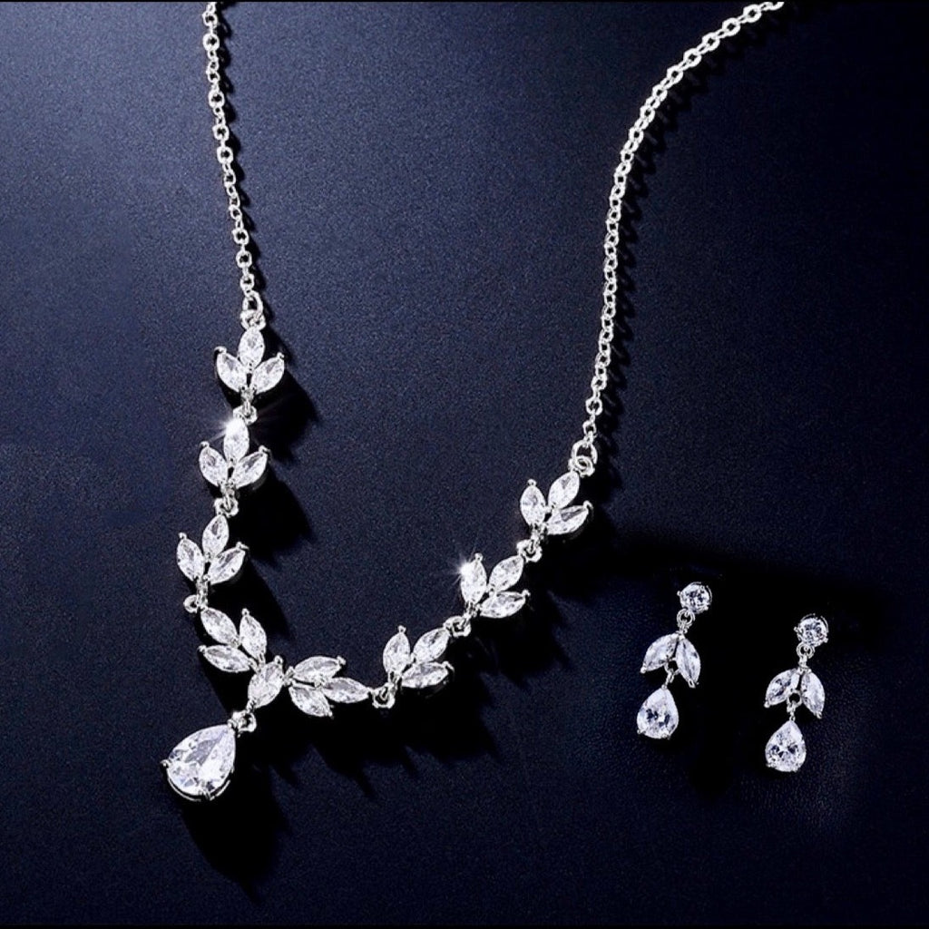 Wedding Jewelry - Cubic Zirconia Bridal Jewelry Set - Available Silver and Gold