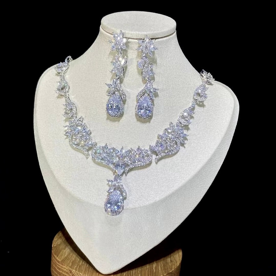 Wedding Jewelry - Silver Cubic Zirconia Bridal Jewelry Set