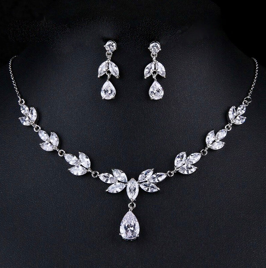 Wedding Jewelry - Cubic Zirconia Bridal Jewelry Set - Available Silver and Gold