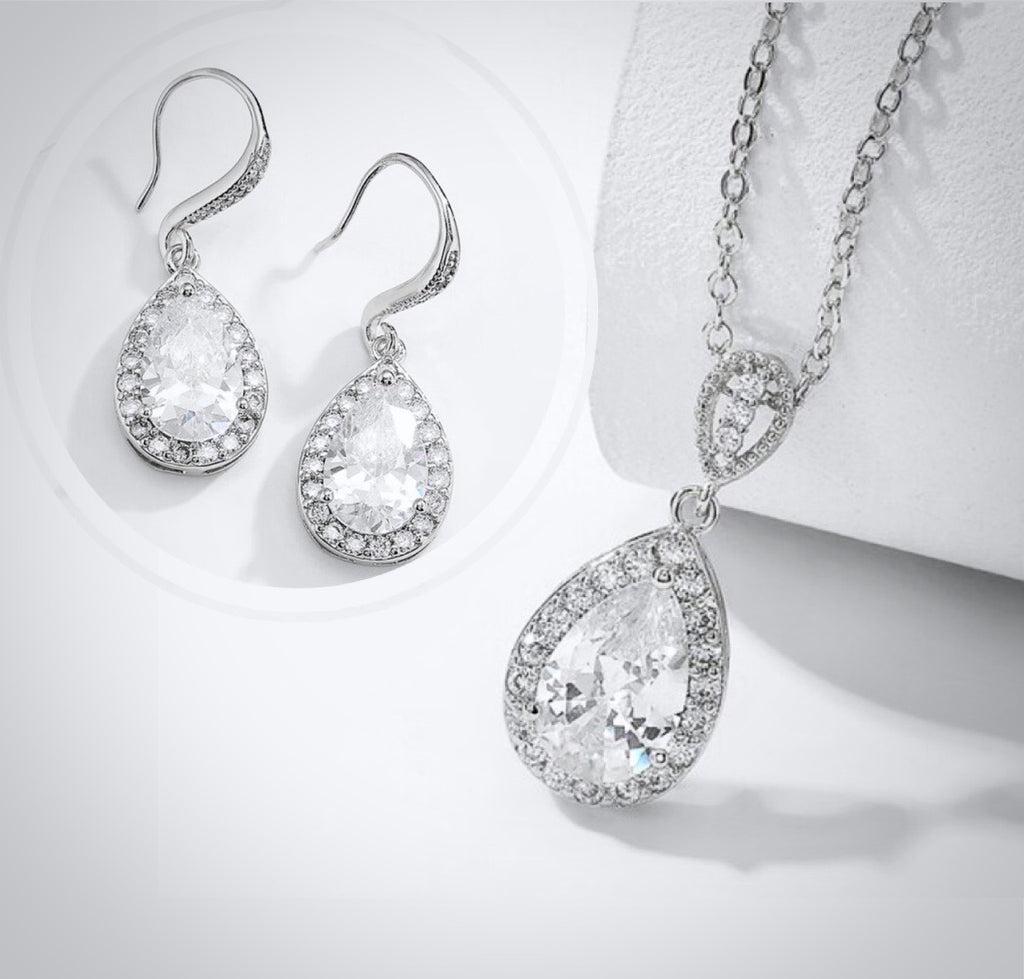Wedding Jewelry - Cubic Zirconia Bridal Earrings - Available in Silver, Rose Gold and Yellow Gold