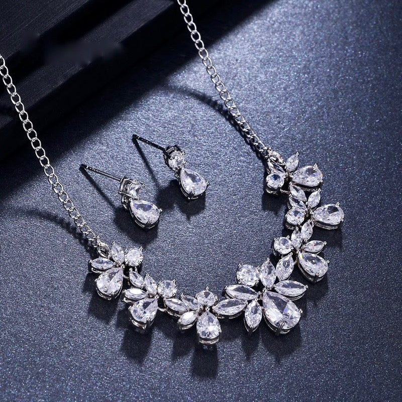 Wedding Jewelry - Silver Cubic Zirconia Bridal Jewelry Set