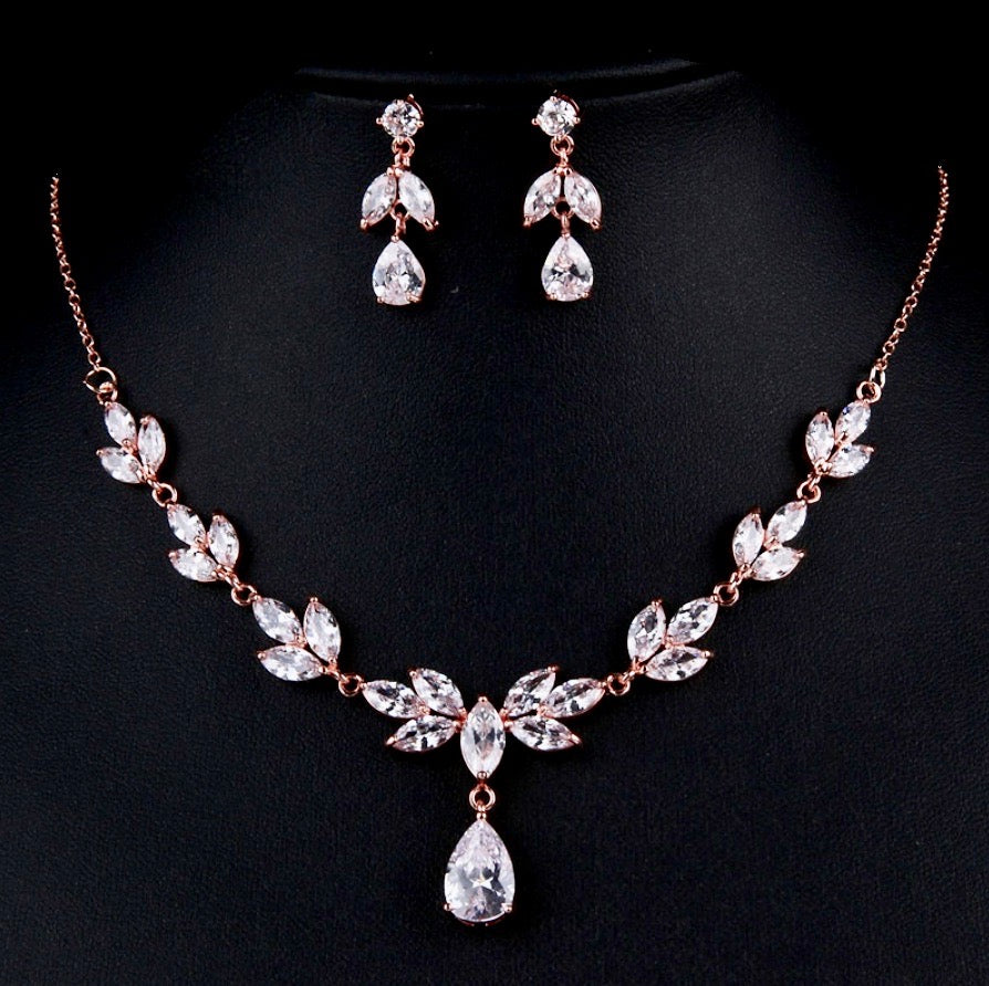 Wedding Jewelry - Cubic Zirconia Bridal Jewelry Set - Available Silver and Gold