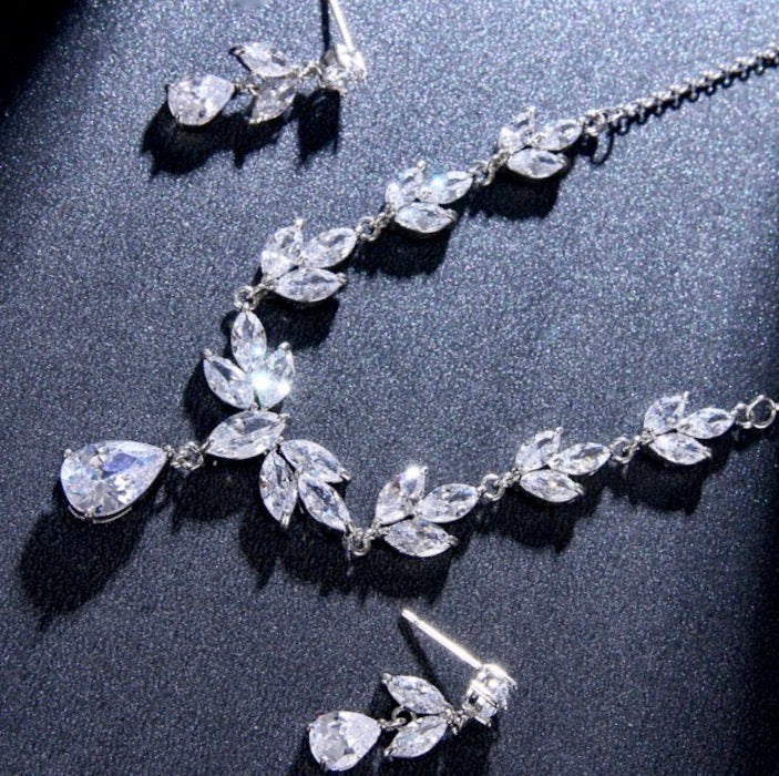 Wedding Jewelry - Cubic Zirconia Bridal Jewelry Set - Available Silver and Gold
