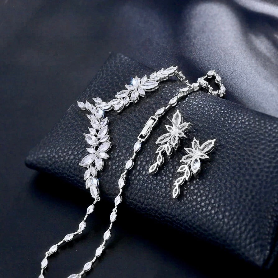 Wedding Jewelry - Luxury CZ Bridal Jewelry Set - Available Silver, Rose ...