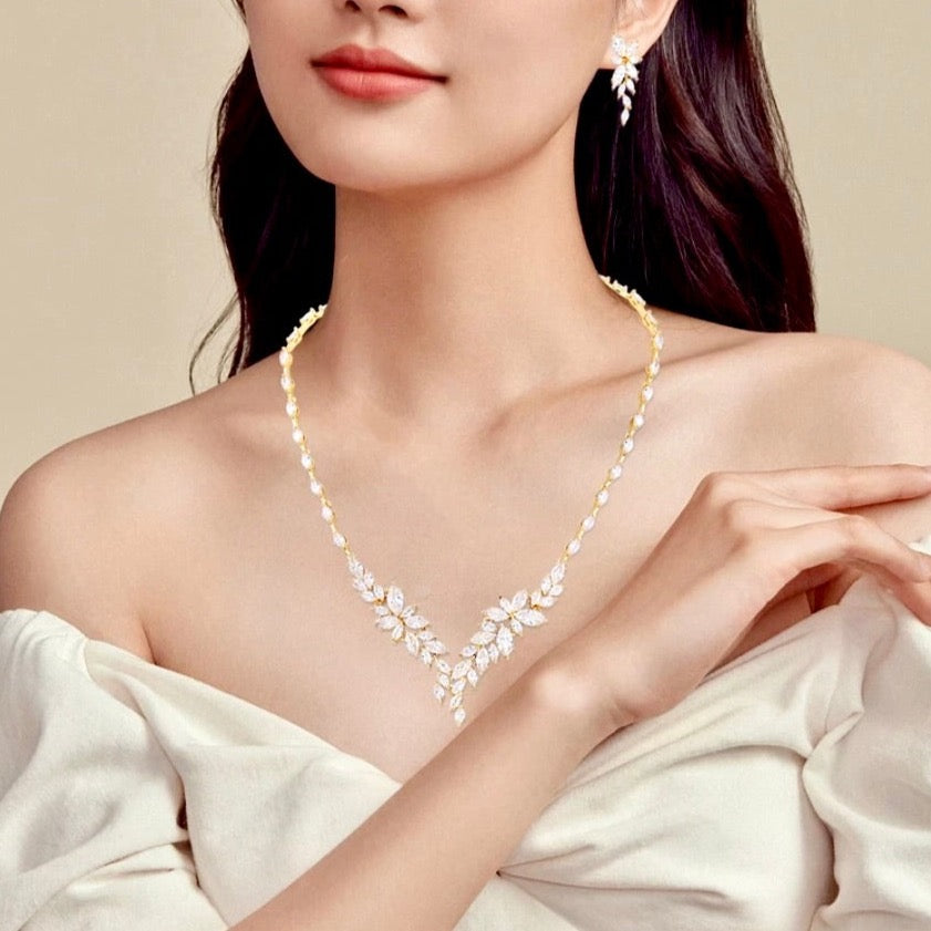 Wedding Jewelry - Luxury CZ Bridal Jewelry Set - Available Silver, Rose Gold and Yellow Gold