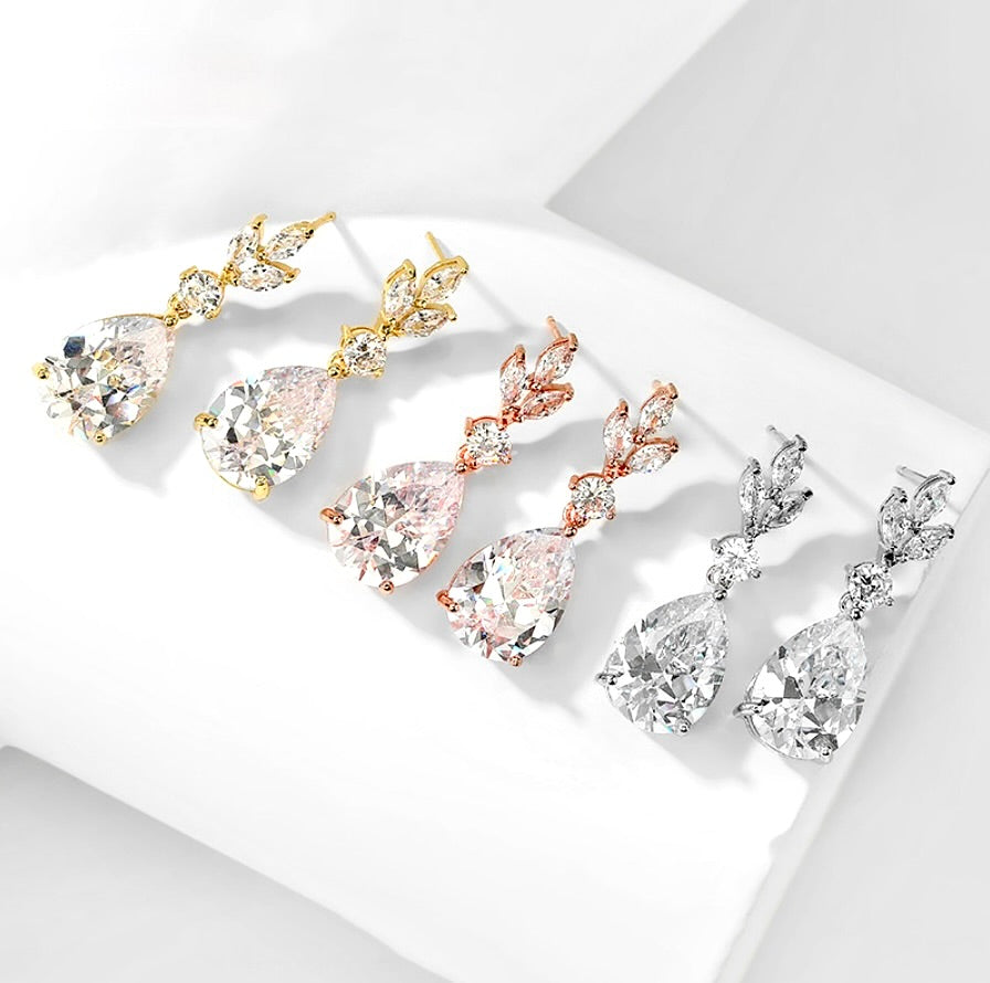 Wedding Jewelry - Cubic Zirconia Bridal Jewelry Set - Available Silver, Rose Gold and Yellow Gold