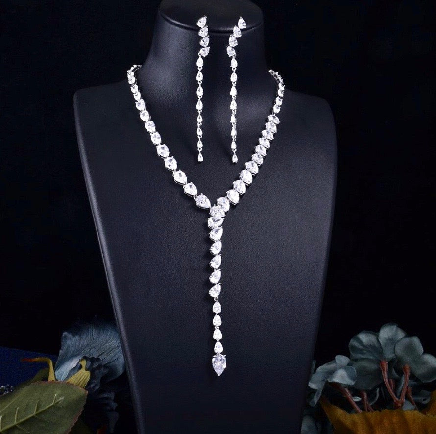 Wedding Jewelry - Silver Cubic Zirconia Bridal Jewelry Set