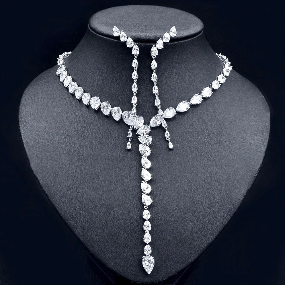 Wedding Jewelry - Silver Cubic Zirconia Bridal Jewelry Set