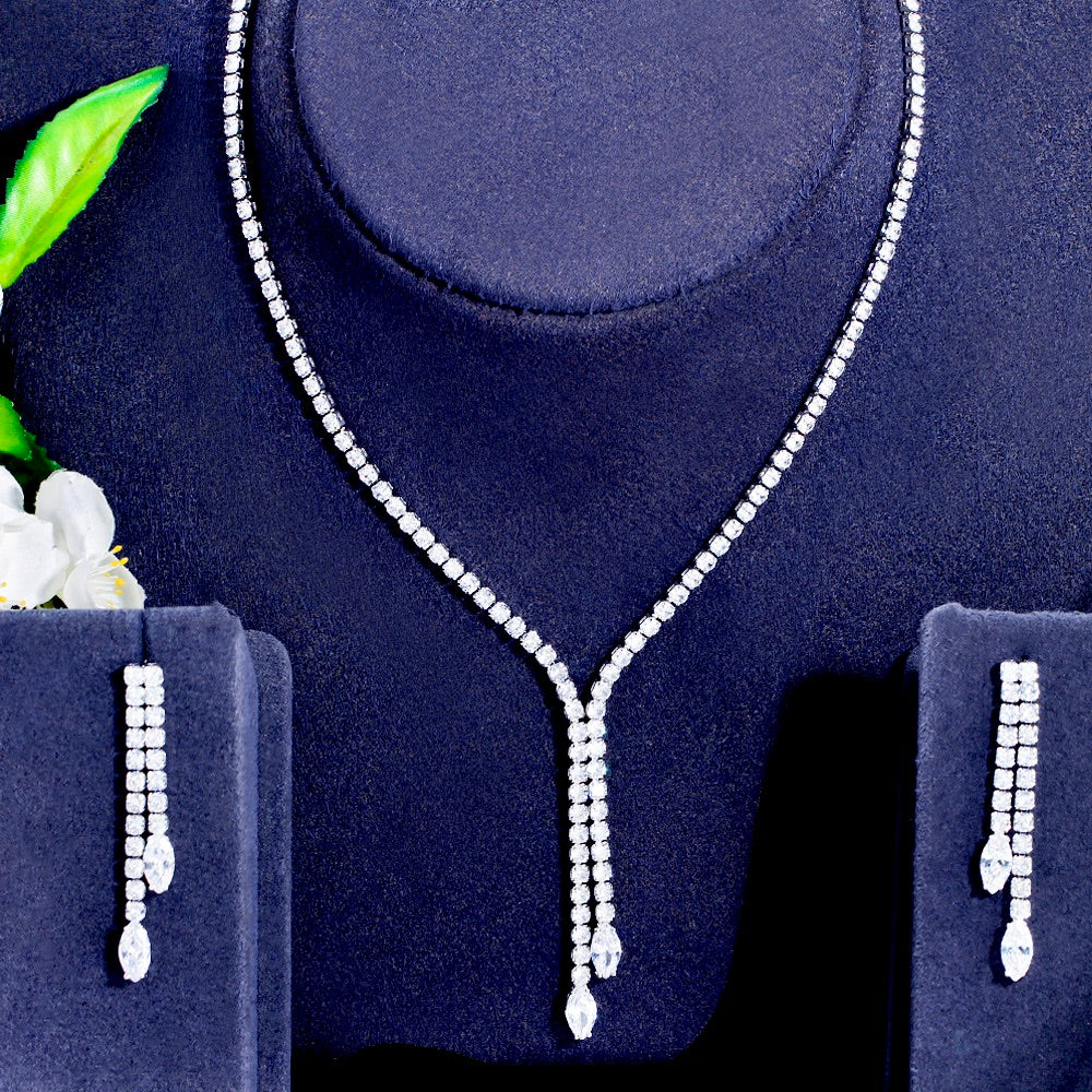 Wedding Jewelry - Silver Cubic Zirconia Bridal Jewelry Set