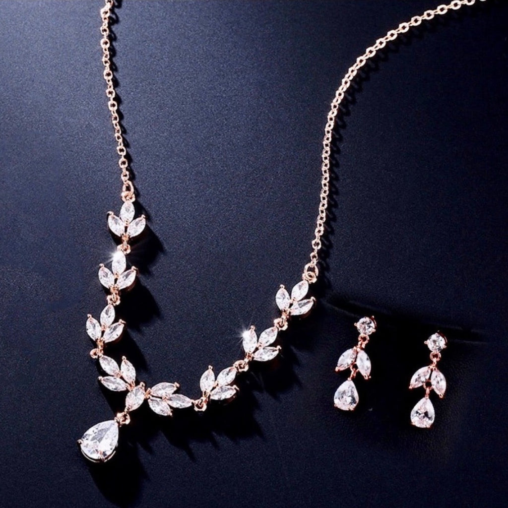 Wedding Jewelry - Cubic Zirconia Bridal Jewelry Set - Available Silver and Gold