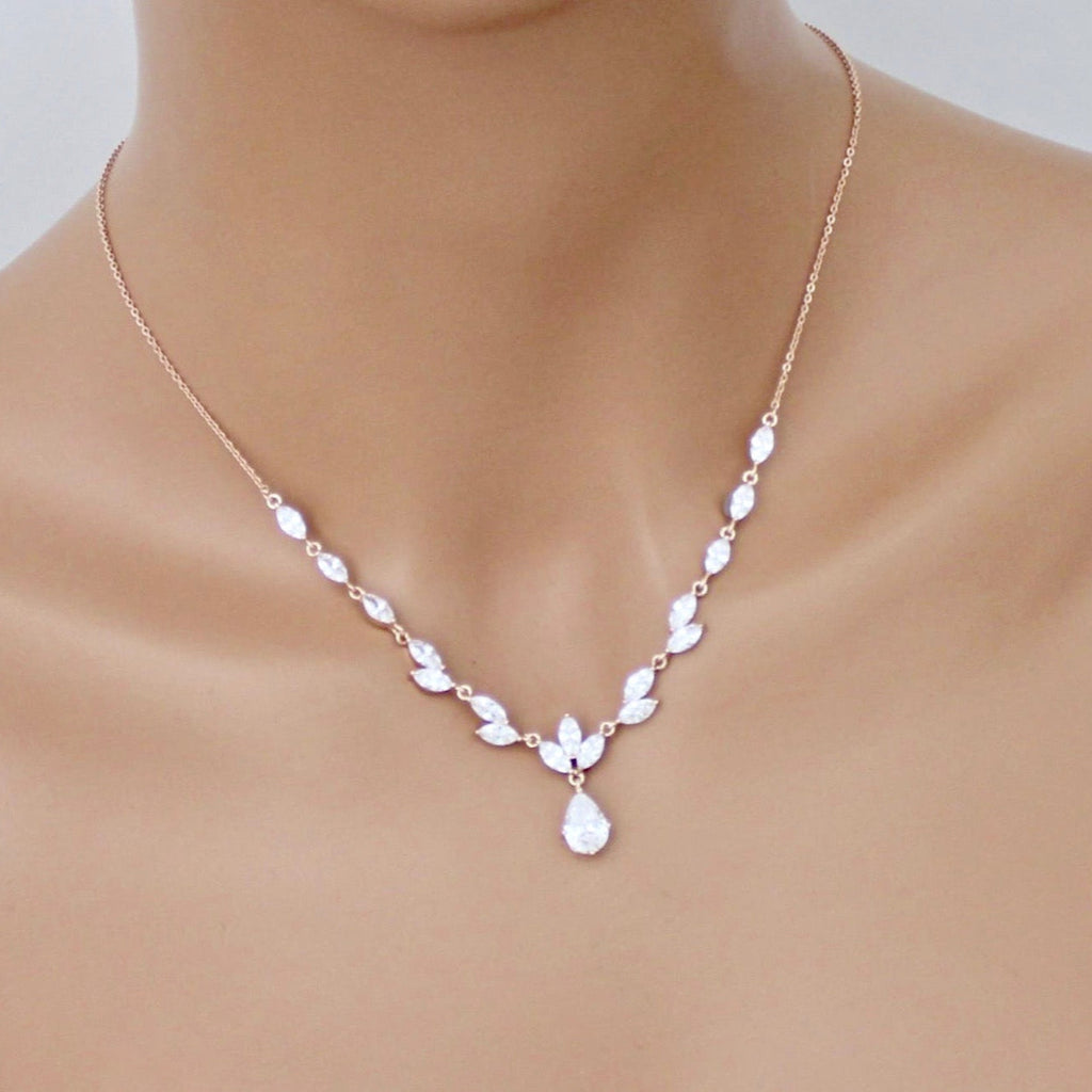 Wedding Jewelry - Cubic Zirconia Bridal Jewelry Set - Available Silver and Rose Gold