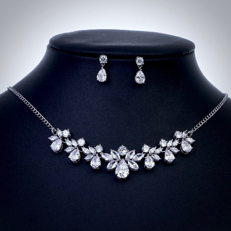 Wedding Jewelry - Silver Cubic Zirconia Bridal Jewelry Set